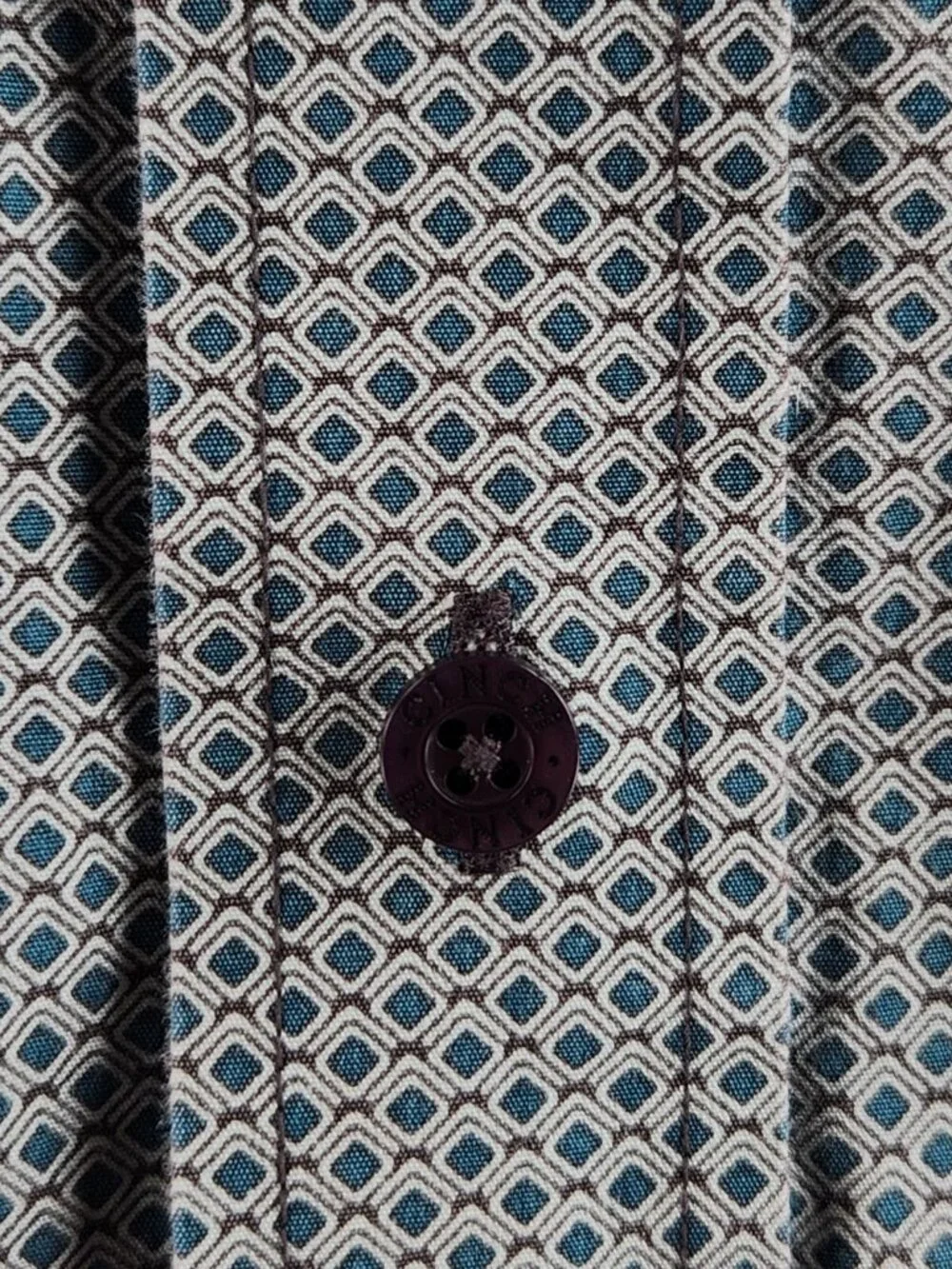 Cinch Medium Button Up Shirt Long Sleeve Geometric Green Blue Western Cotton Men